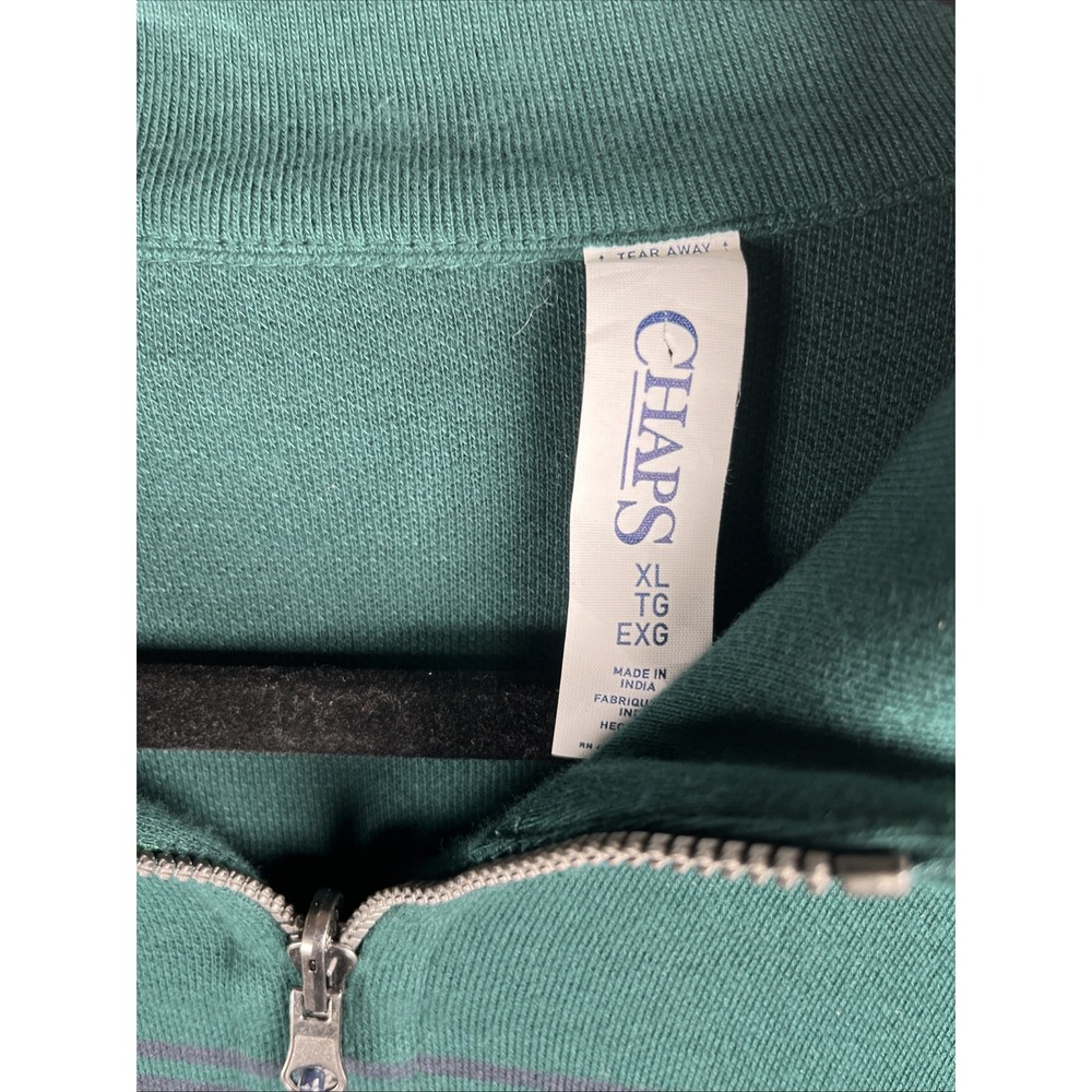 Chaps Green Reversible Striped Mens Long Sleeve Shirt 1/4 Zip Size XL Ruby Style - Picture 3 of 4